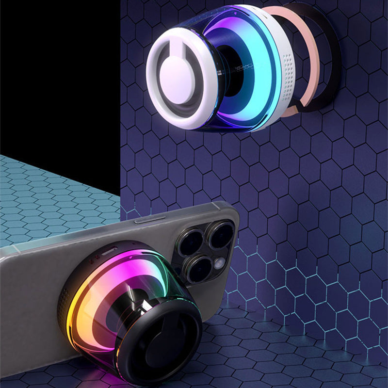 Altavoz Bluetooth magnético con luz RGB y soporte de móvil