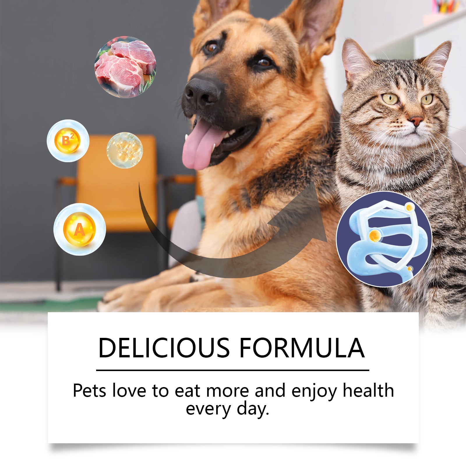 Probiótico para Perros y Gatos | Suplemento Digestivo con Vitaminas