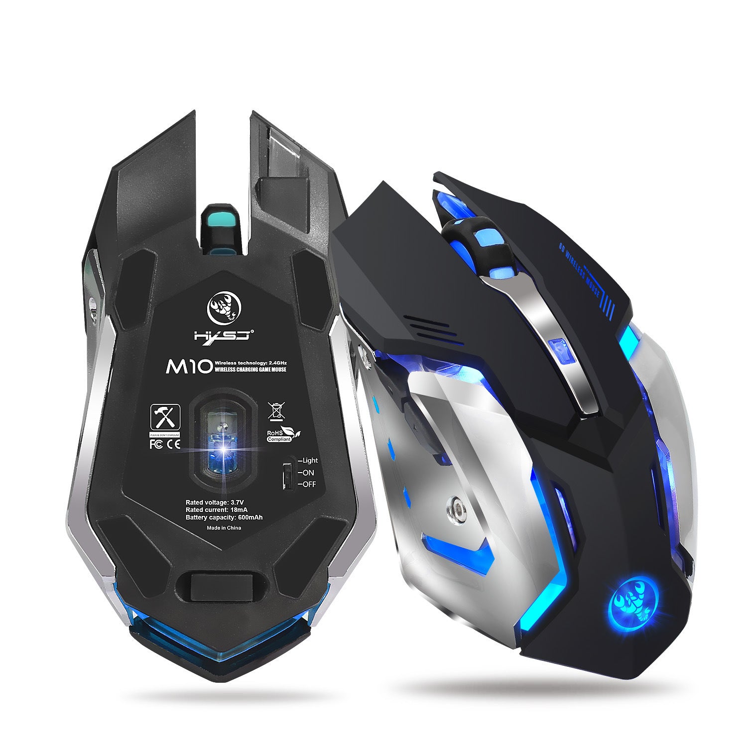 Ratón Gaming Inalámbrico RGB Recargable 2.4G – 2400 DPI y Luz Respiración 7 Colores