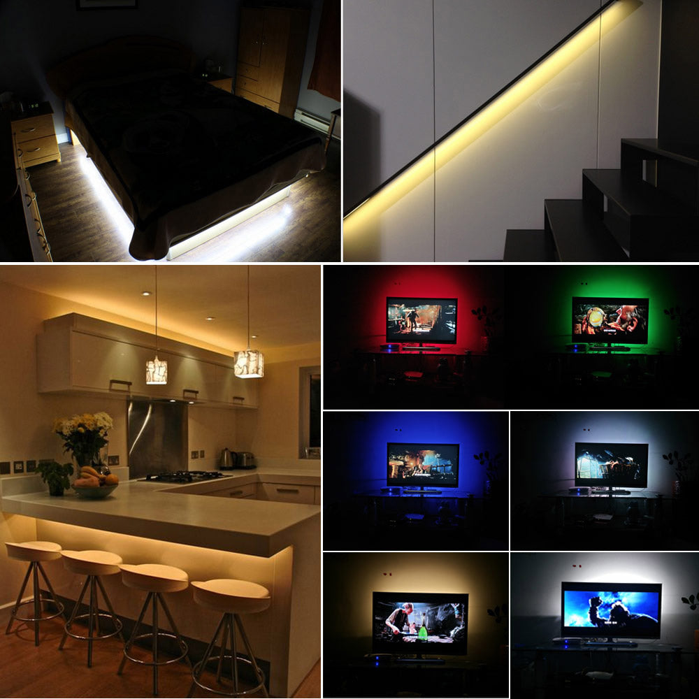 Tira LED RGB con mando a distancia - A pilas y resistente al agua