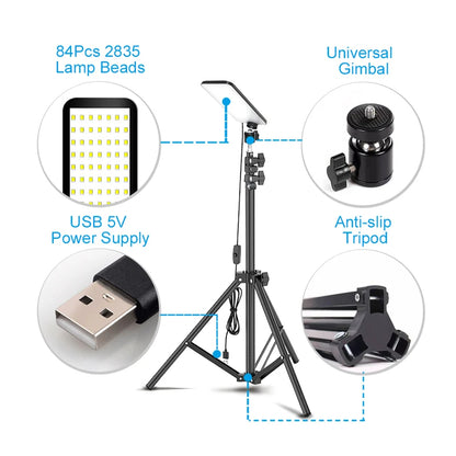 Lámpara LED Portátil con Trípode – Camping, Selfie y Fotografía Exterior IP67