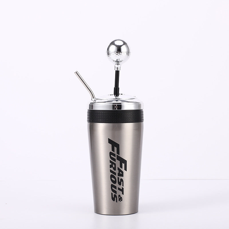 Vaso Termo Acero Inoxidable 600ml | Diseño Palanca de Cambios Fast & Furious | Regalo Original para Fans del Motor