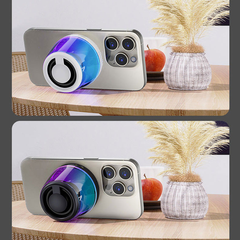 Altavoz Bluetooth magnético con luz RGB y soporte de móvil