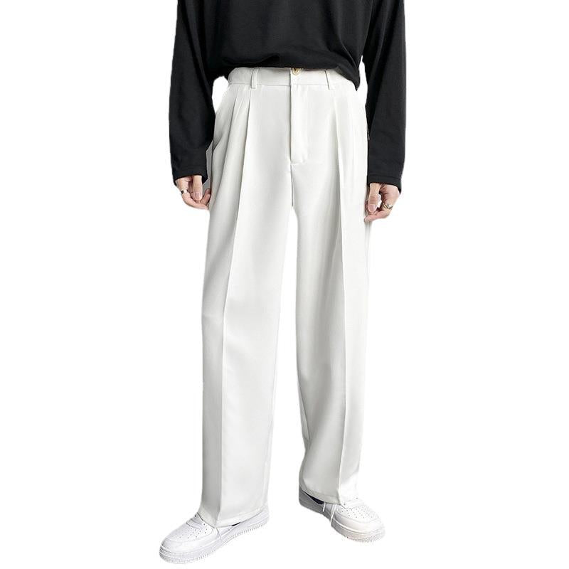 Pantalones Coreanos Wide-Leg con Pinzas para Hombre