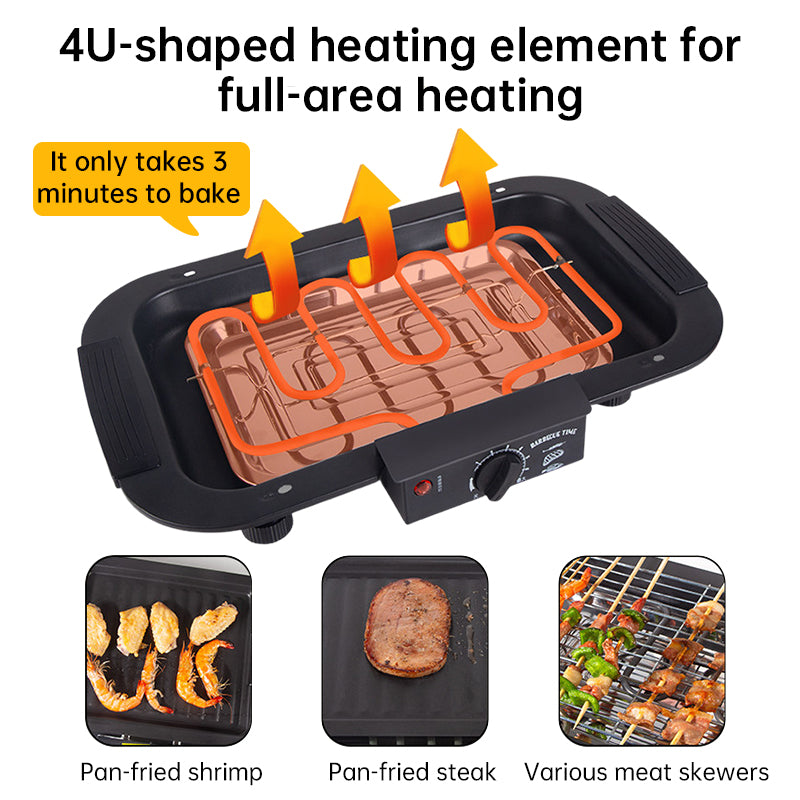 Parrilla eléctrica portátil de acero inoxidable - 6 niveles