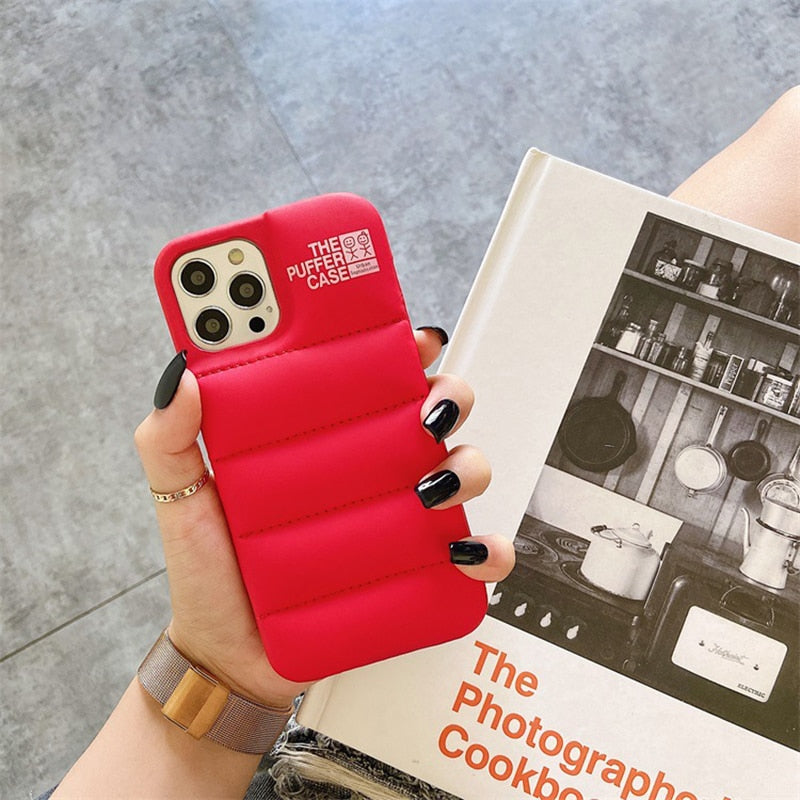 Funda acolchada tipo Nort Face para iPhone - Silicona suave