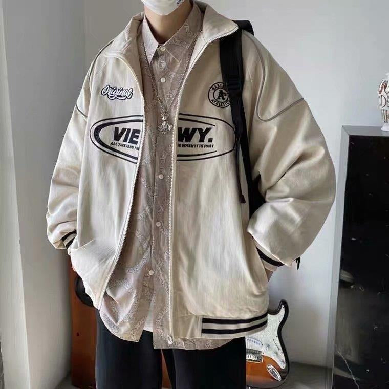 Chaqueta Bomber Unisex | Estampado VIEWY | Estilo Coreano | Negro y Blanco