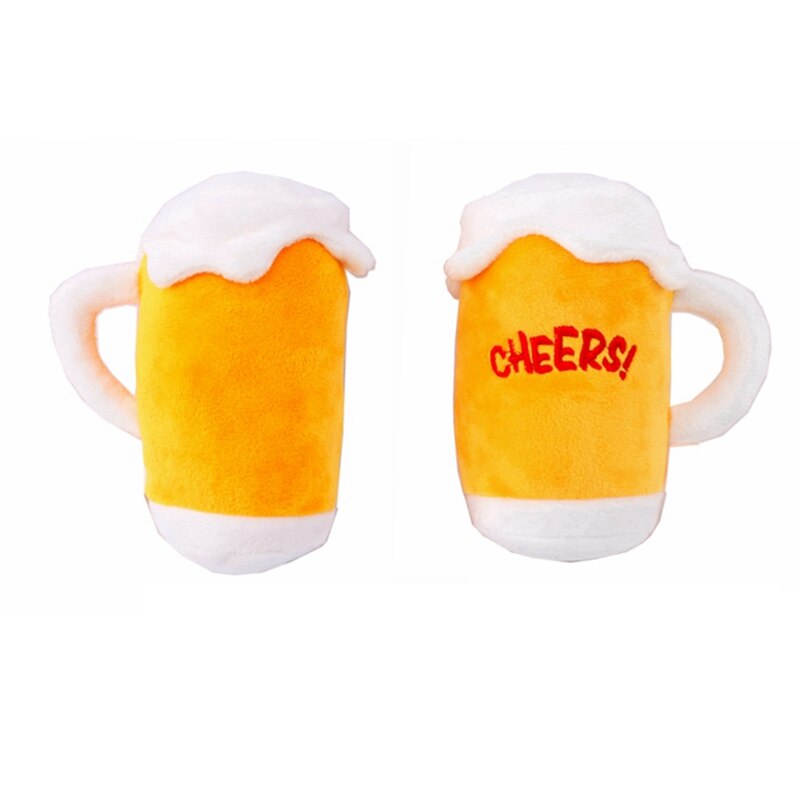 Juguete de Peluche con Sonido para Perros | Forma de Jarra de Cerveza