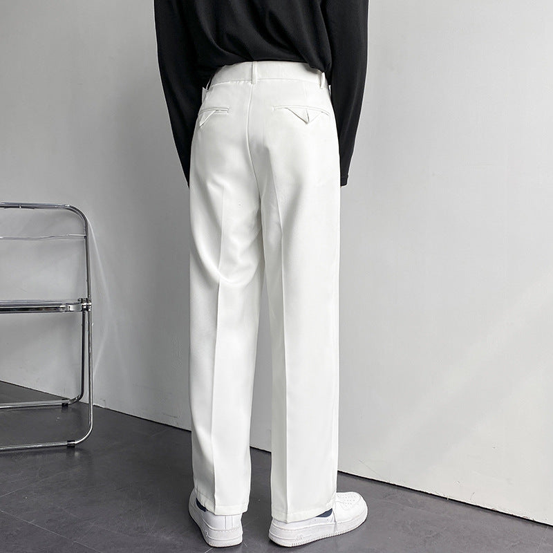 Pantalones Coreanos Wide-Leg con Pinzas para Hombre