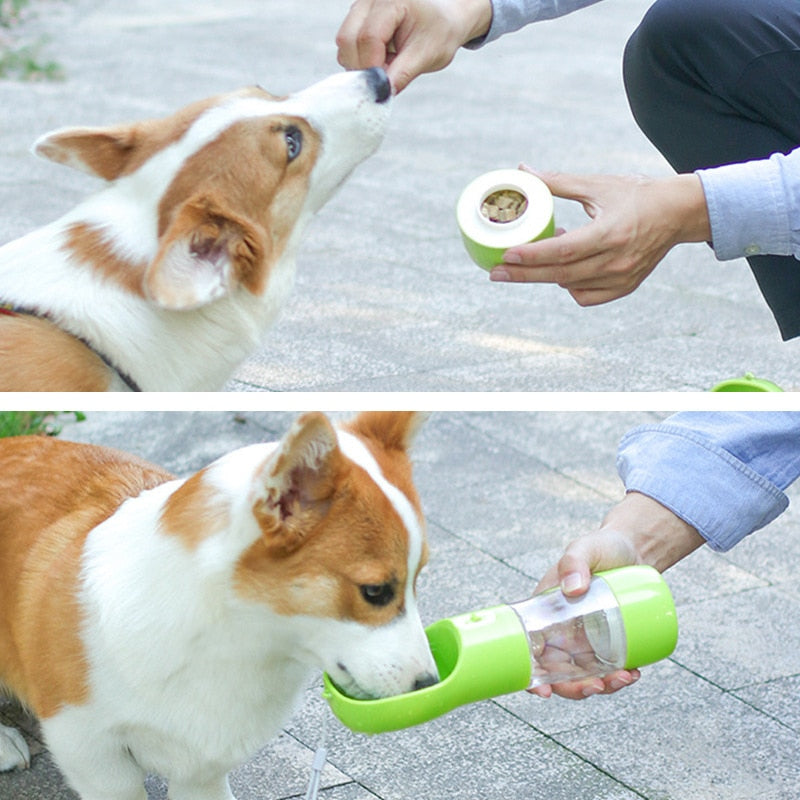 Botella Bebedero Portátil para Perros y Gatos | Con Compartimento para Comida