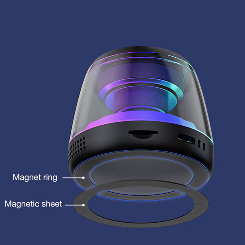 Altavoz Bluetooth magnético con luz RGB y soporte de móvil