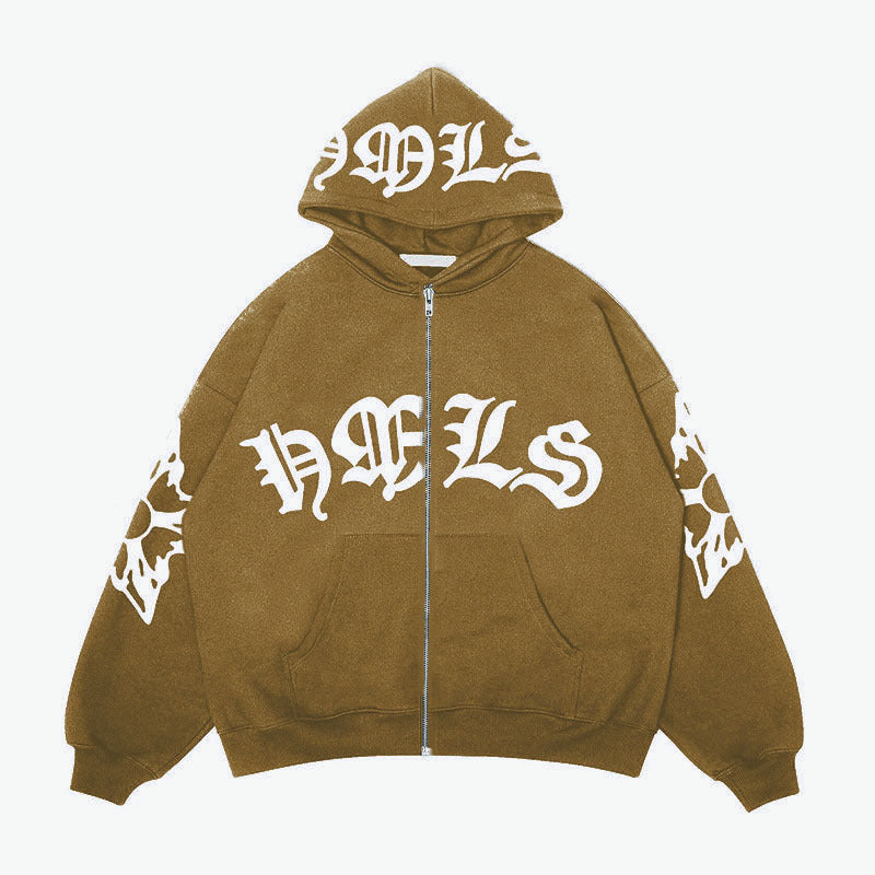 Hoodie Cremallera Unisex | Letras Góticas HMLS | 5 Colores | Oversize