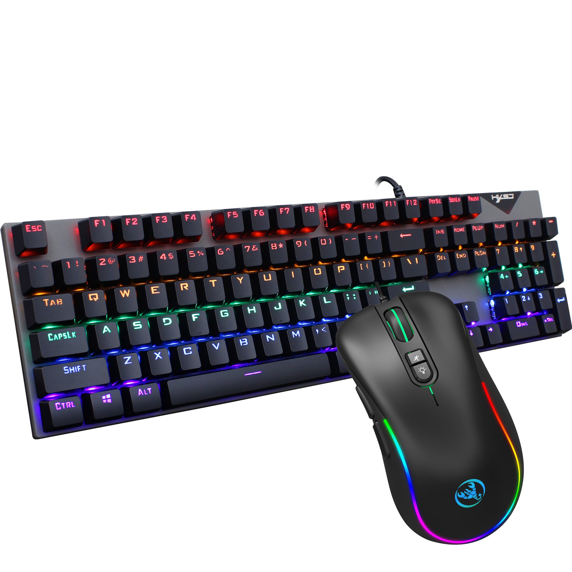 Pack Teclado Mecánico + Ratón Gaming RGB L300+J300 – 104 Teclas con Cable USB