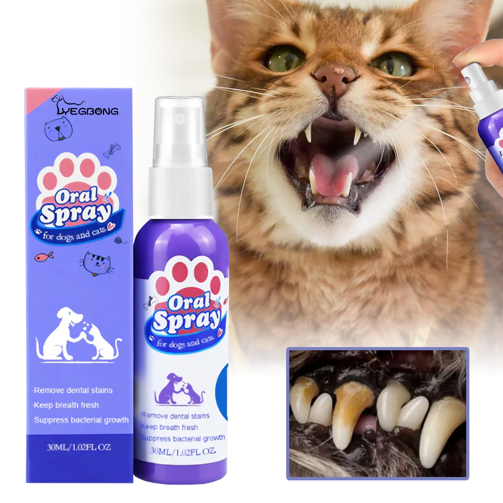 Spray dental para perros y gatos - Higiene bucal sin cepillado