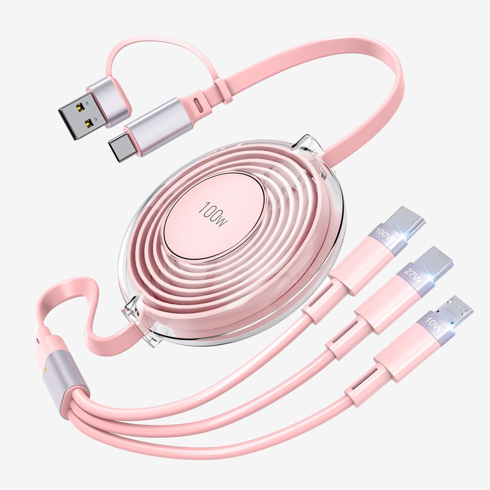 Cable USB-C 100W Multifunción 5 en 1 con Carga Rápida PD – Telescópico 1.2m