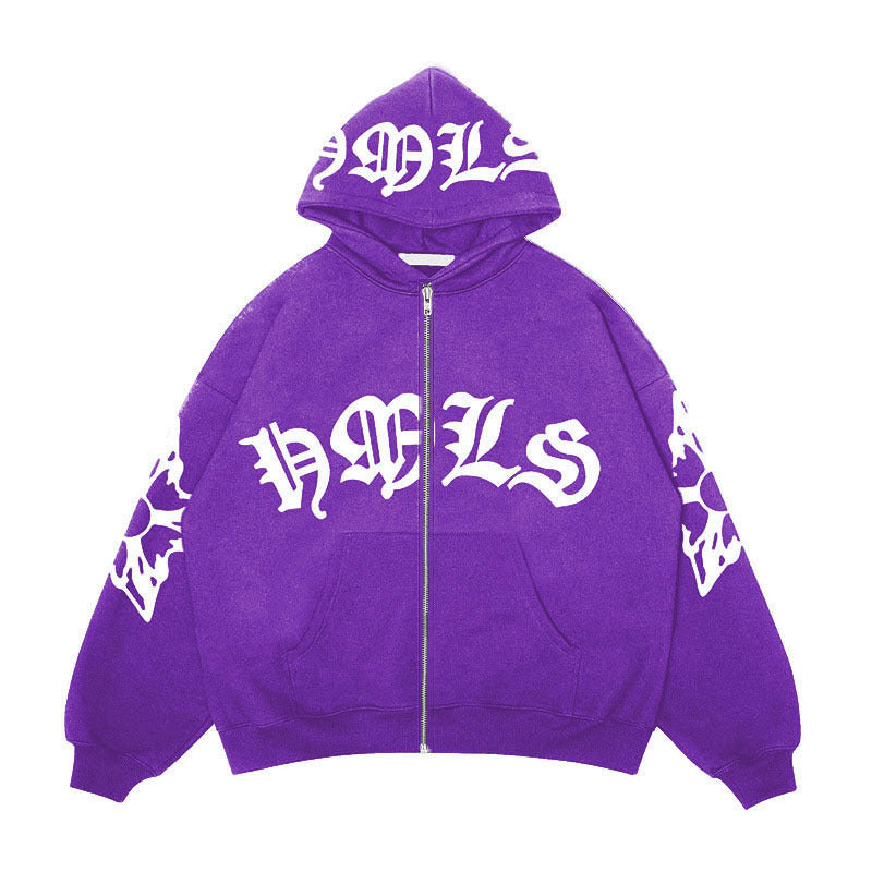 Hoodie Cremallera Unisex | Letras Góticas HMLS | 5 Colores | Oversize