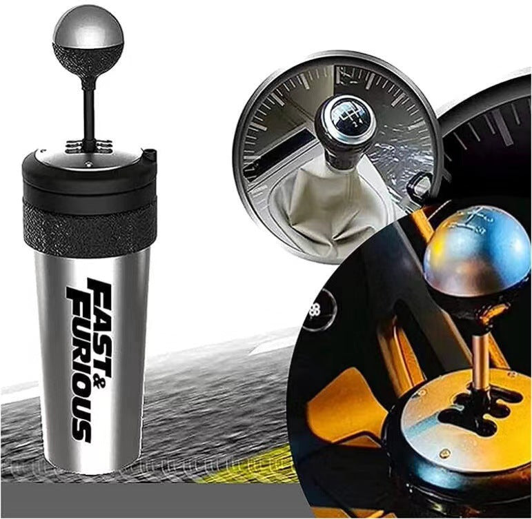 Vaso Termo Acero Inoxidable 600ml | Diseño Palanca de Cambios Fast & Furious | Regalo Original para Fans del Motor