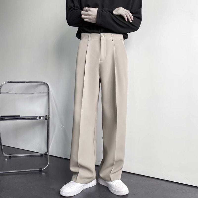 Pantalones Coreanos Wide-Leg con Pinzas para Hombre