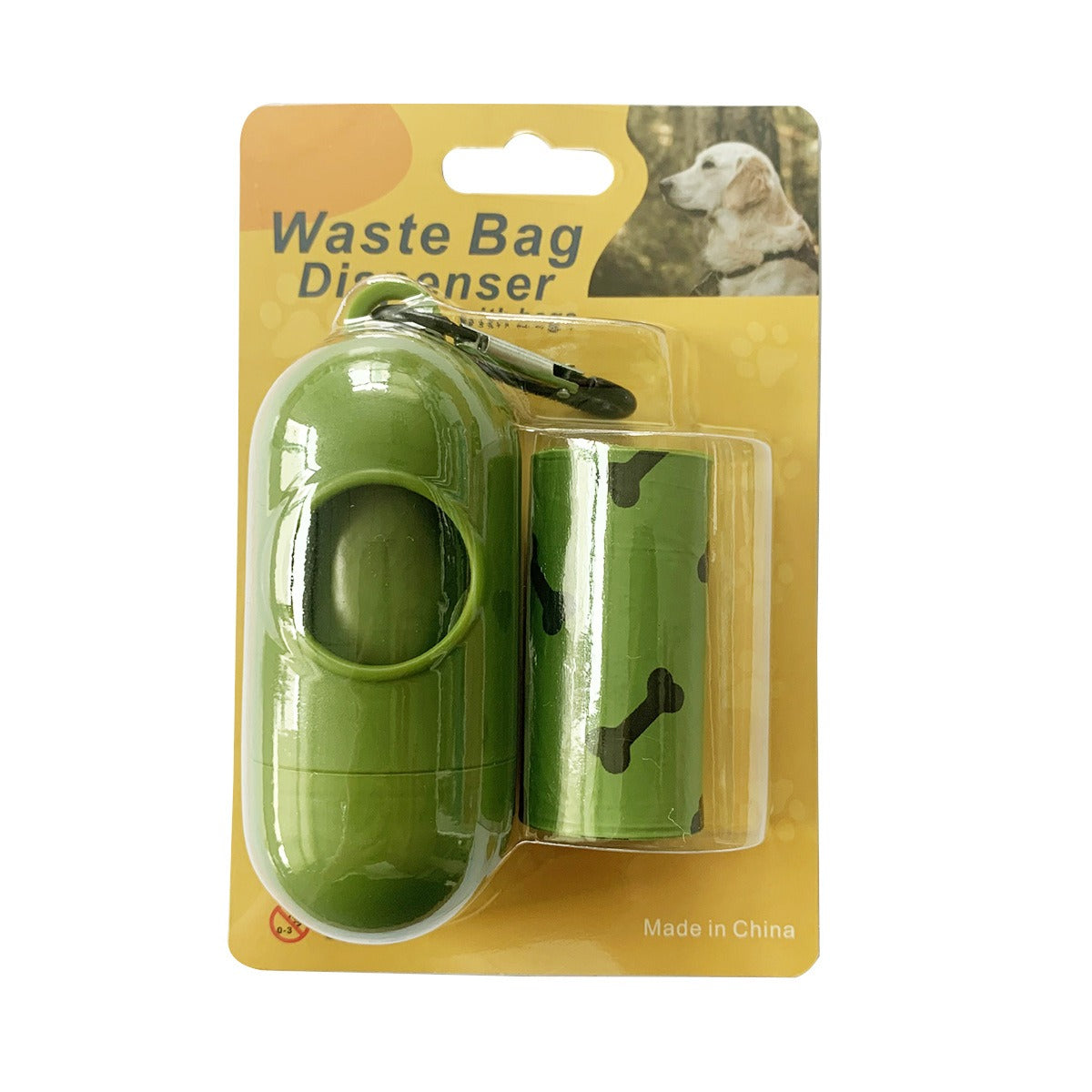 Bolsas Degradables para Excrementos de Perro | Verde Militar con Huesos