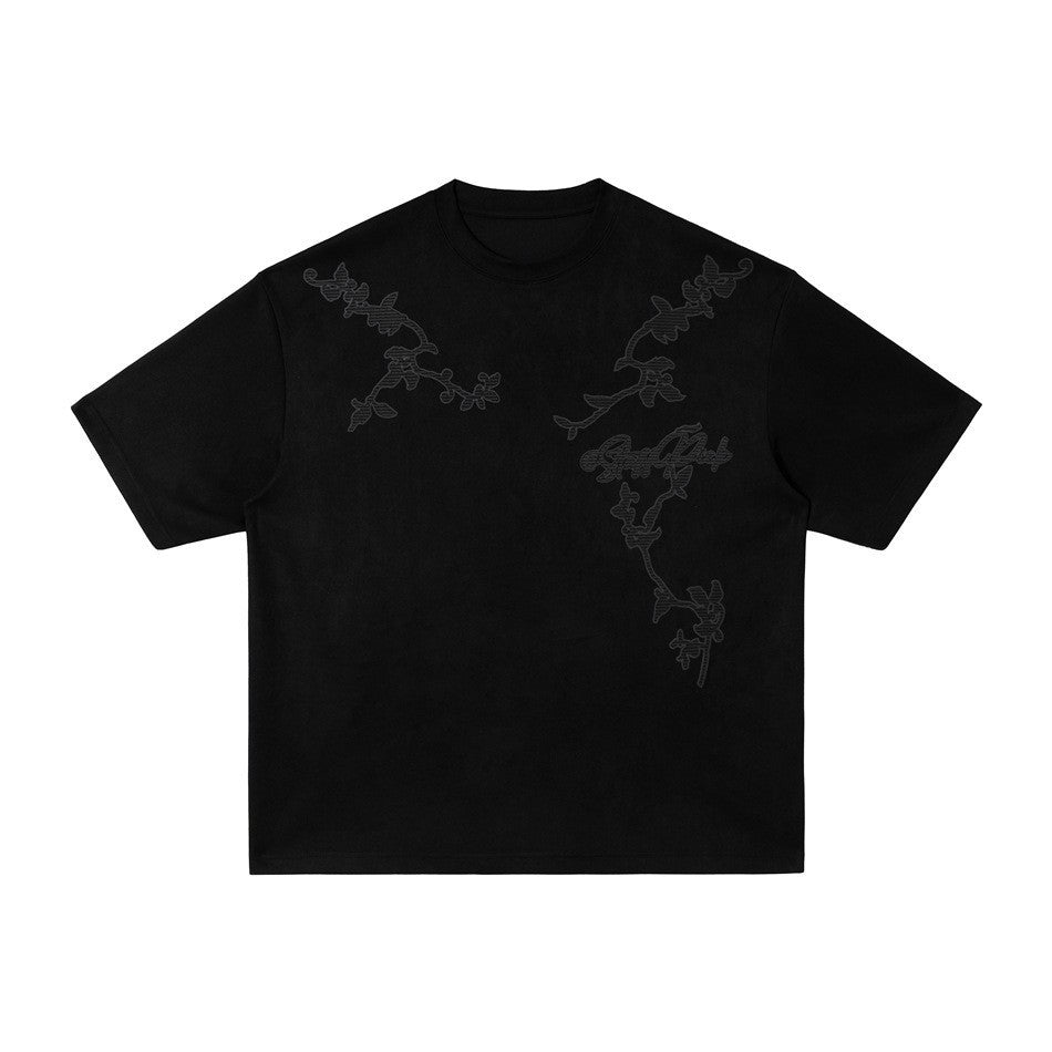 Camiseta Oversize Vintage Floral Bordada — MCMZ Wear