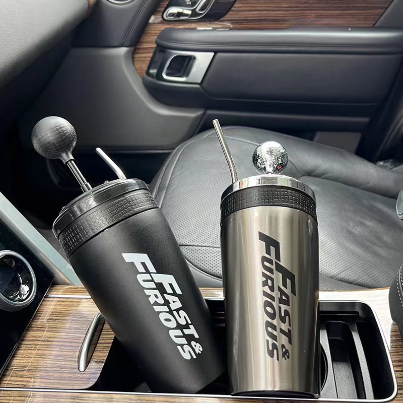Vaso Termo Acero Inoxidable 600ml | Diseño Palanca de Cambios Fast & Furious | Regalo Original para Fans del Motor