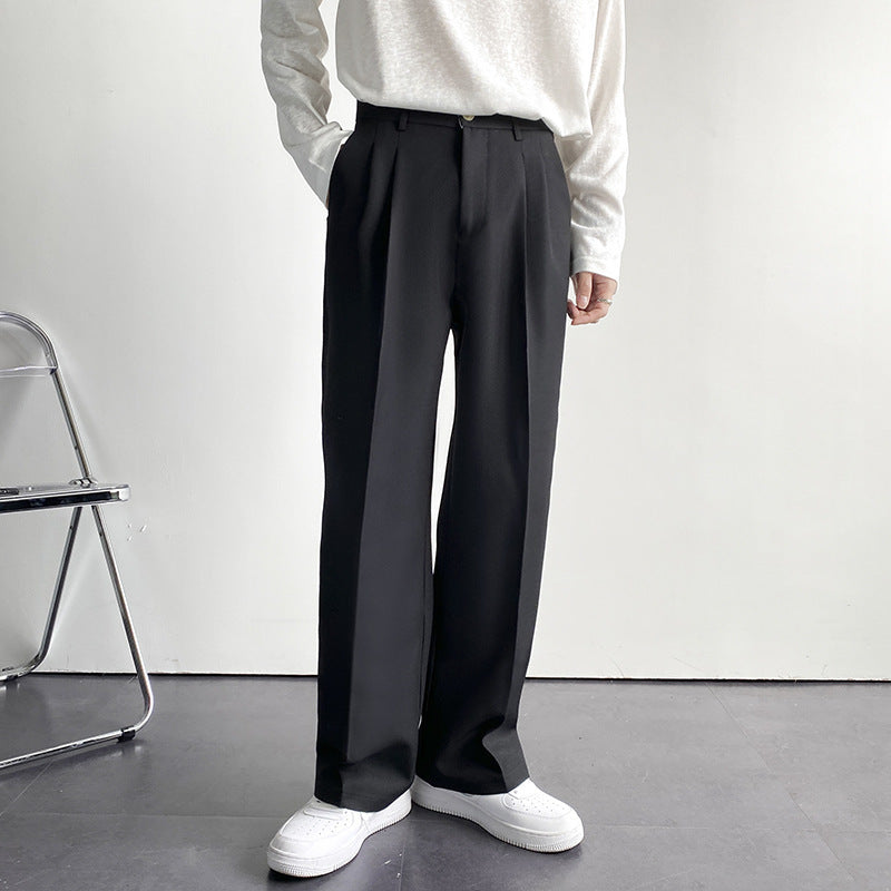 Pantalones Coreanos Wide-Leg con Pinzas para Hombre
