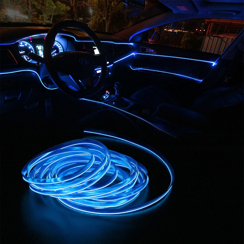 Tira LED de neón para interior de coche – 5 metros de ambiente RGB para personalizar tu habitáculo