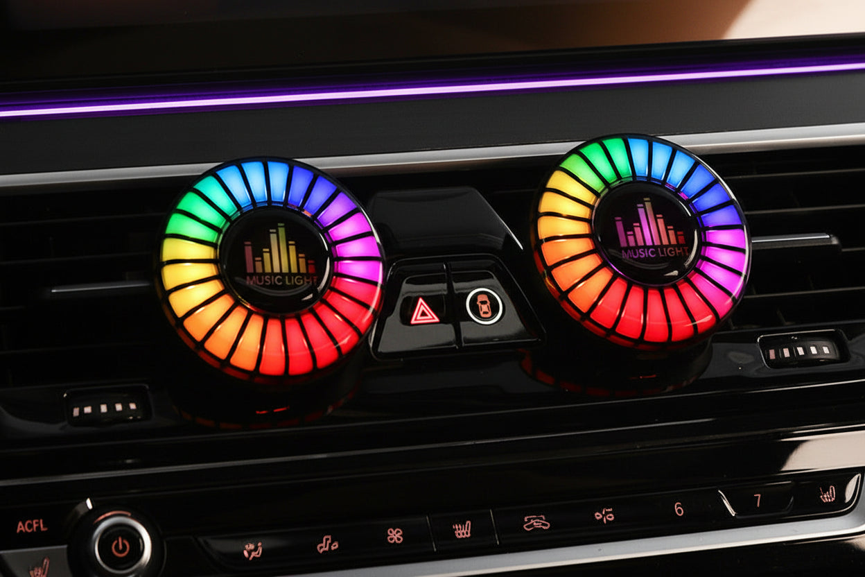 Ambientador para Coche con Luz RGB Music Light | Aromaterapia + Luz de Ambiente | 5 Fragancias