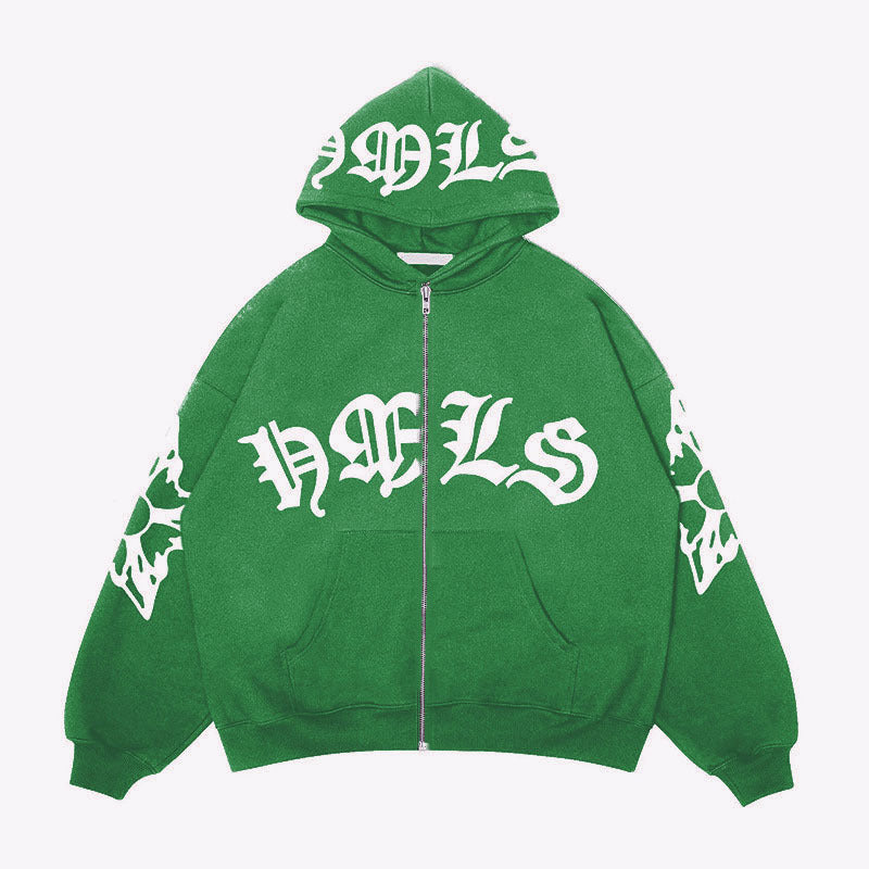 Hoodie Cremallera Unisex | Letras Góticas HMLS | 5 Colores | Oversize