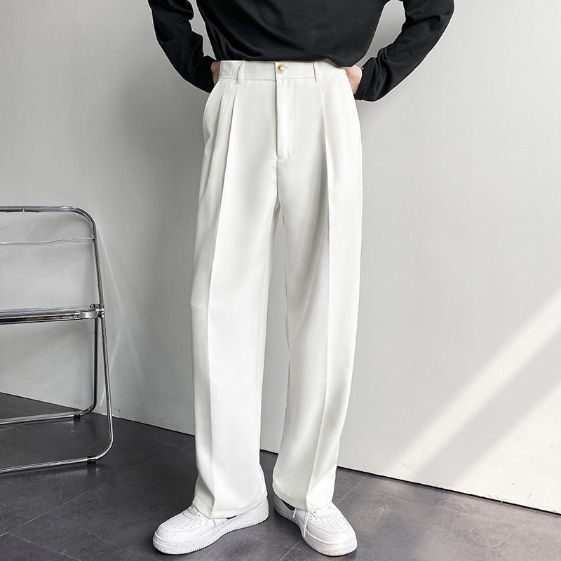 Pantalones Coreanos Wide-Leg con Pinzas para Hombre