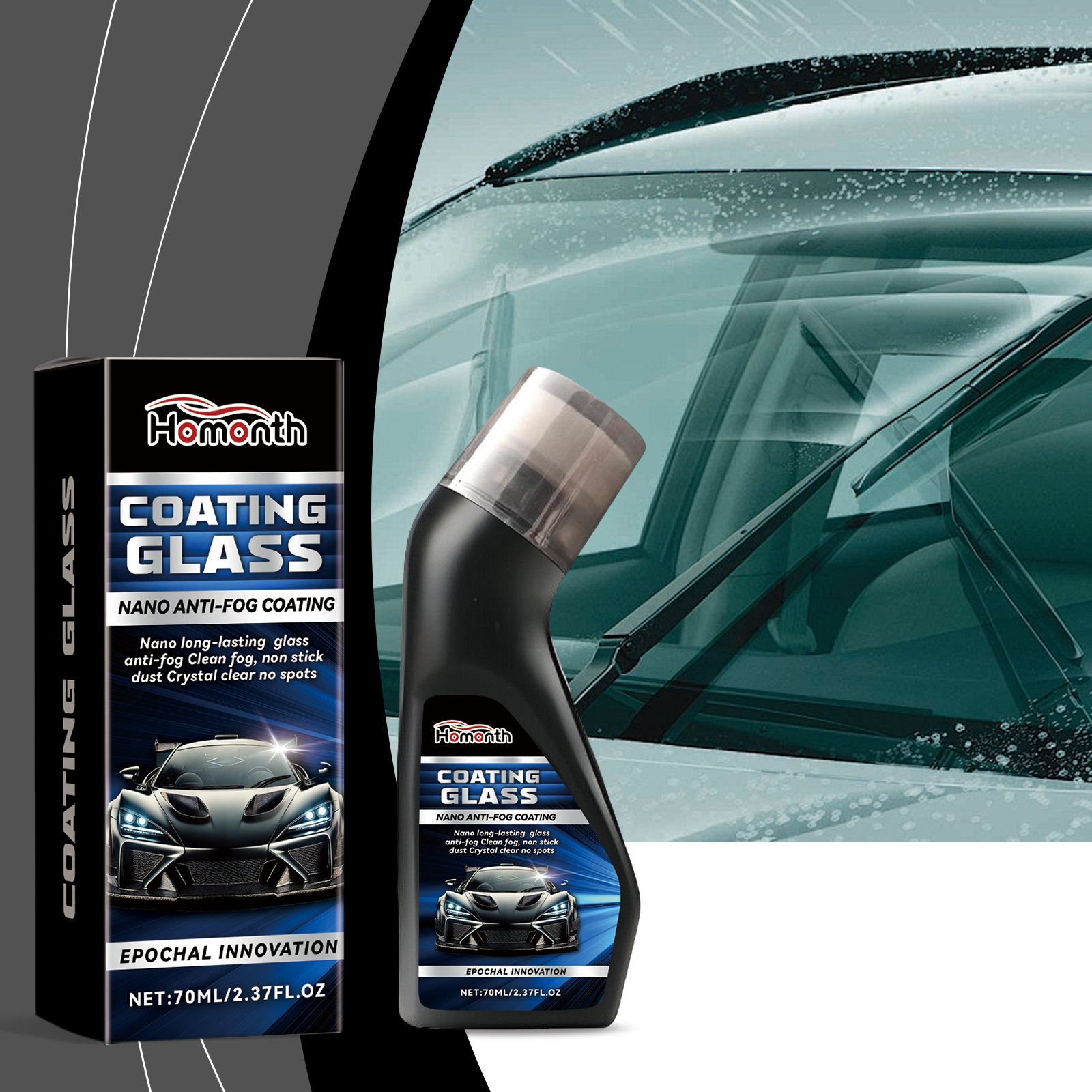 Recubrimiento Nano Antivaho para Cristales de Coche Homonth | 70ml | Antipolvo y Repelente al Agua