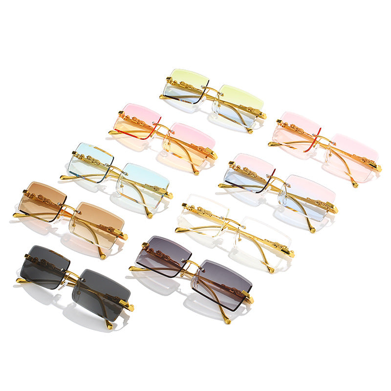 Gafas de Sol Sin Montura Cuadradas – Montura Dorada Trendy