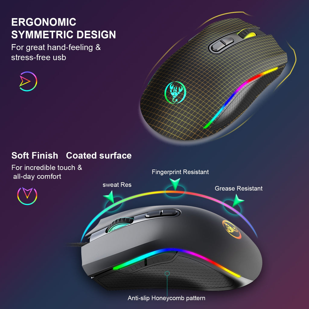 Ratón Gaming con Cable RGB para PC y E-Sports – Iluminación LED y Alta Precisión