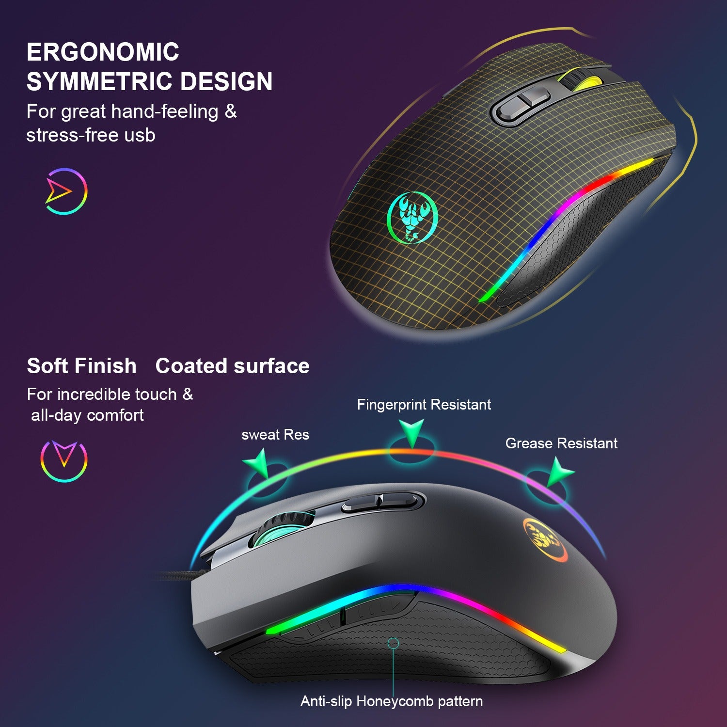 Ratón Gaming con Cable RGB para PC y E-Sports – Iluminación LED y Alta Precisión