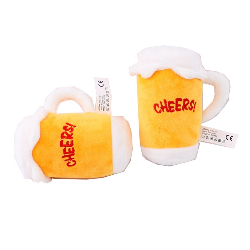 Juguete de Peluche con Sonido para Perros | Forma de Jarra de Cerveza