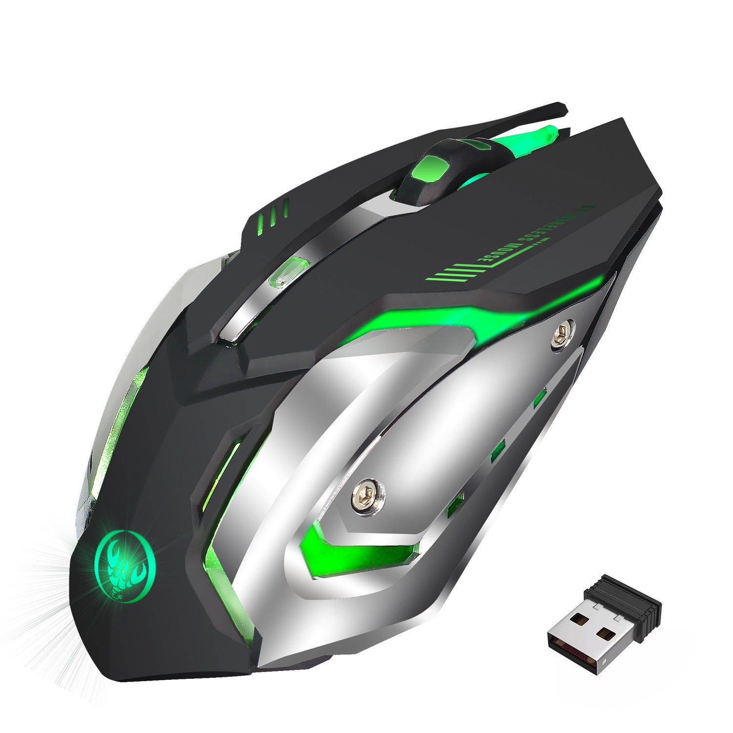 Ratón Gaming Inalámbrico RGB Recargable 2.4G – 2400 DPI y Luz Respiración 7 Colores
