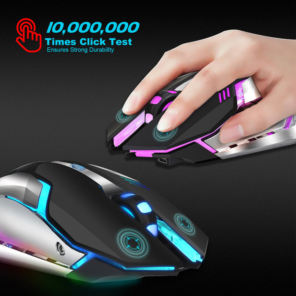 Ratón Gaming Inalámbrico RGB Recargable 2.4G – 2400 DPI y Luz Respiración 7 Colores