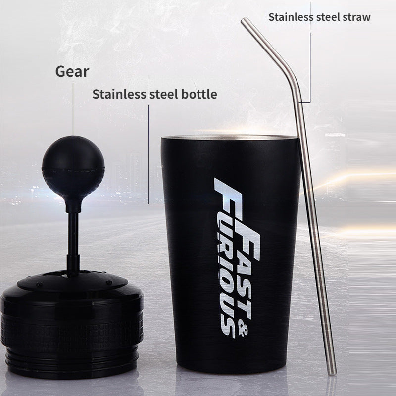 Vaso Termo Acero Inoxidable 600ml | Diseño Palanca de Cambios Fast & Furious | Regalo Original para Fans del Motor