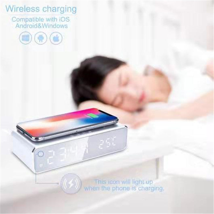 Despertador digital LED con carga inalámbrica y temperatura
