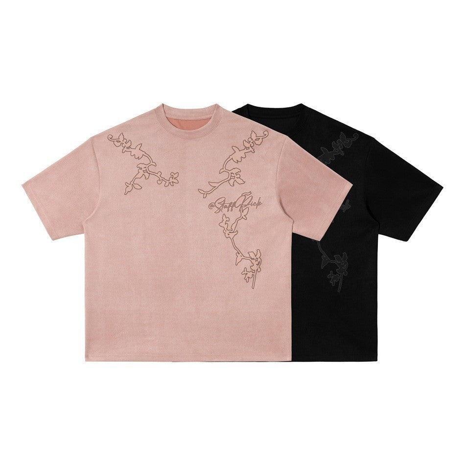 Camiseta Oversize Vintage Floral Bordada — MCMZ Wear