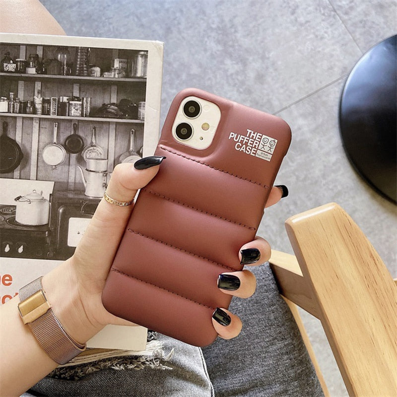 Funda acolchada tipo Nort Face para iPhone - Silicona suave