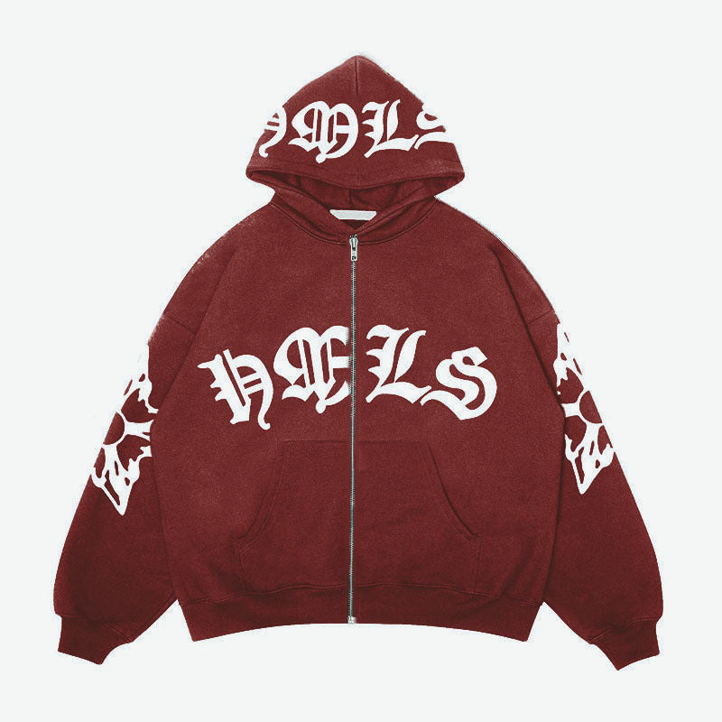 Hoodie Cremallera Unisex | Letras Góticas HMLS | 5 Colores | Oversize