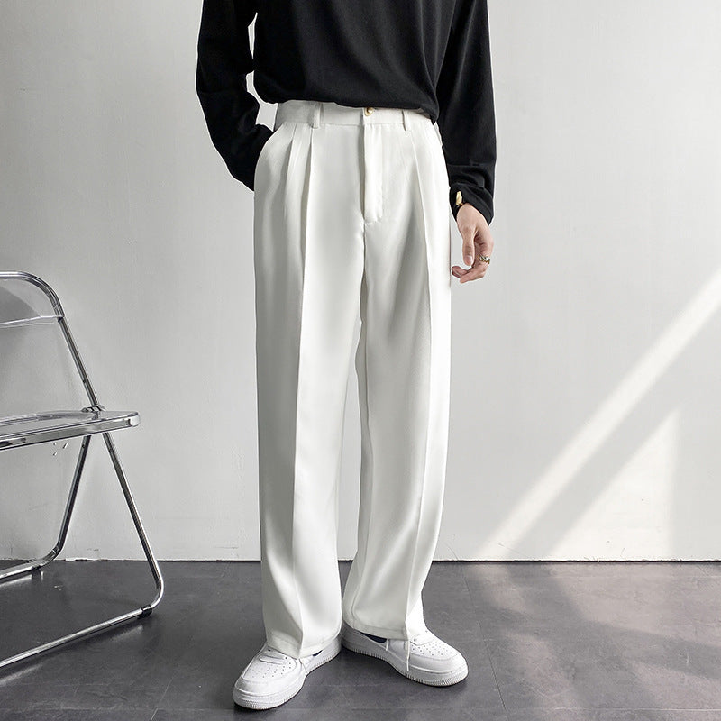 Pantalones Coreanos Wide-Leg con Pinzas para Hombre
