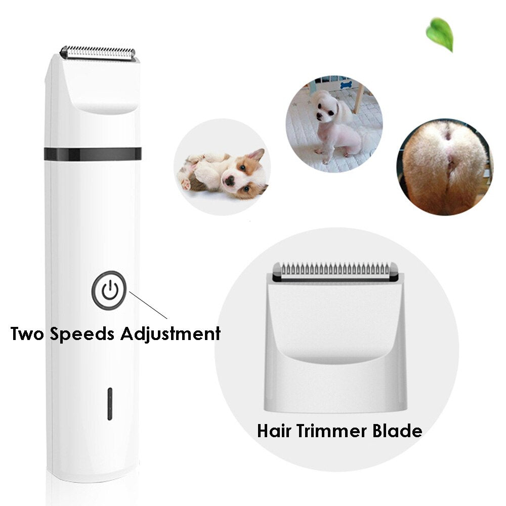 Kit Grooming 3 en 1 para Perros y Gatos | Cortapelos + Lima Uñas + Cuchilla Patas USB