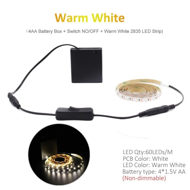 Tira LED RGB con mando a distancia - A pilas y resistente al agua