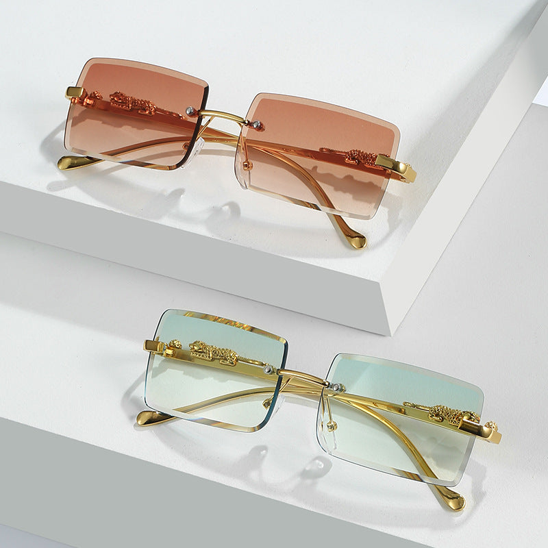 Gafas de Sol Sin Montura Cuadradas – Montura Dorada Trendy