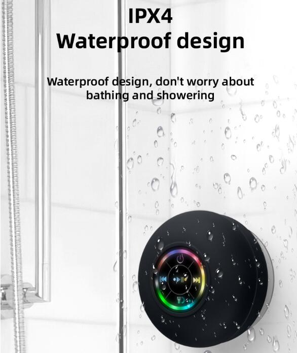 Altavoz Bluetooth para ducha con ventosa y luz LED – Música impermeable donde quieras