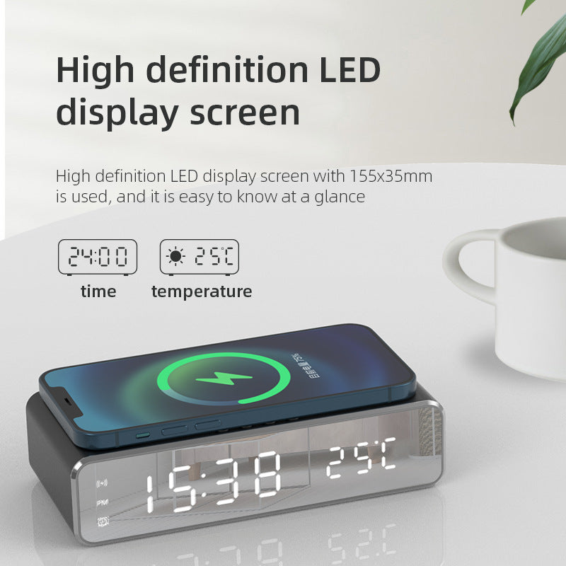 Despertador digital LED con carga inalámbrica y temperatura