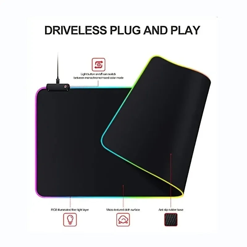 Alfombrilla Gaming RGB con Luz LED y Base Antideslizante – Tamaño XL