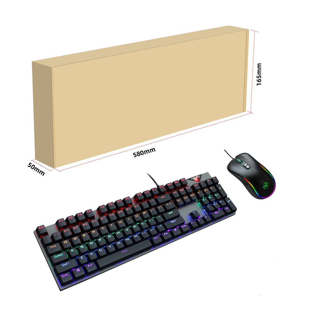 Pack Teclado Mecánico + Ratón Gaming RGB L300+J300 – 104 Teclas con Cable USB